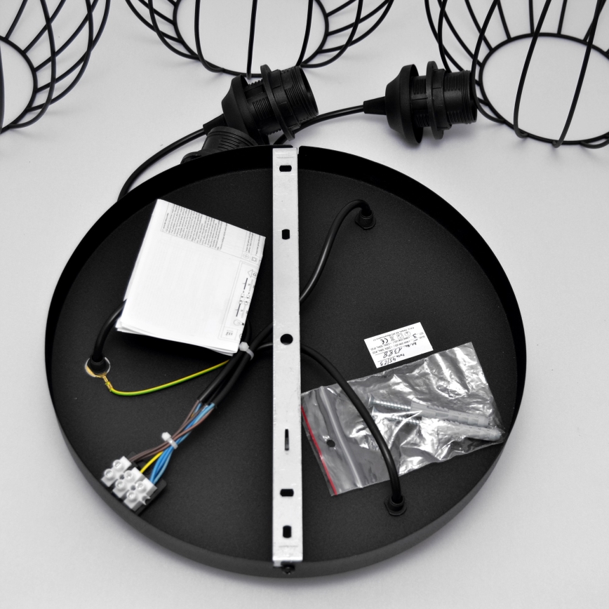 LED Lühter MERCURE 3xE27/15W/230V ø 50 cm must