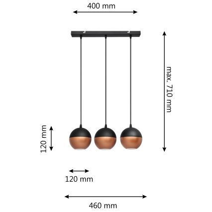 LED Lühter MIDWAY 3xGU10/4,8W/230V must/vask