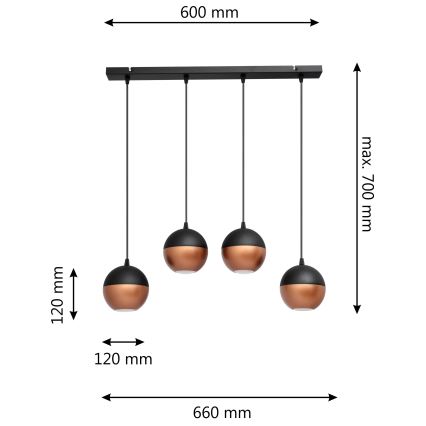 LED Lühter MIDWAY 4xGU10/4,8W/230V must/vask