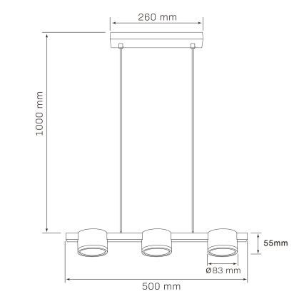 LED Lühter MIRELLA 3xGX53/6W/230V must