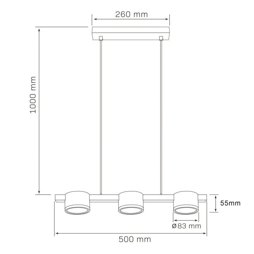 LED Lühter MIRELLA 3xGX53/6W/230V must