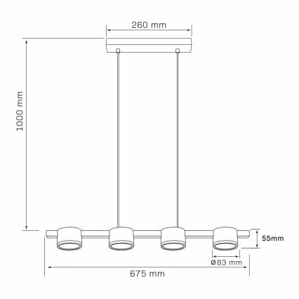 LED Lühter MIRELLA 4xGX53/6W/230V kuldne/must