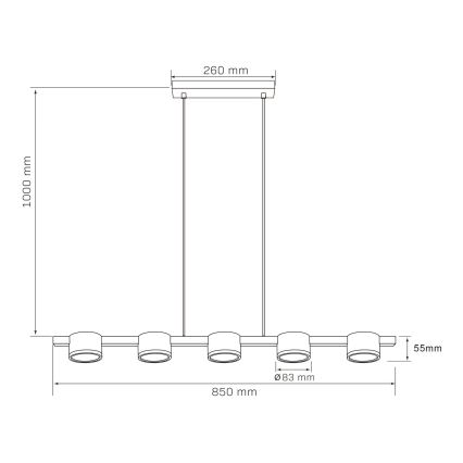 LED Lühter MIRELLA 5xGX53/6W/230V must