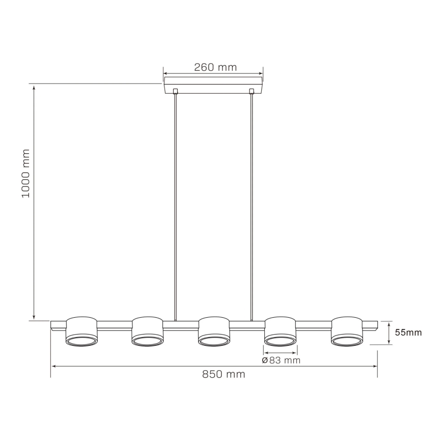 LED Lühter MIRELLA 5xGX53/6W/230V must