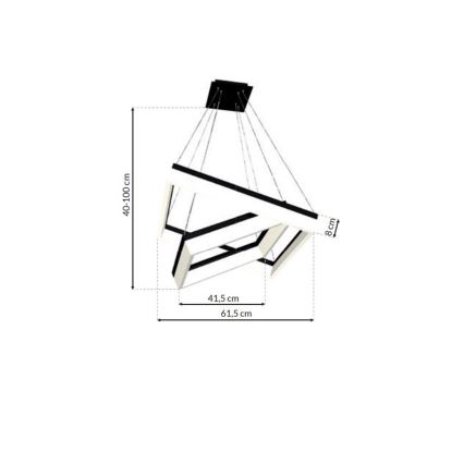 LED Lühter NERO 2xLED/80W/230V