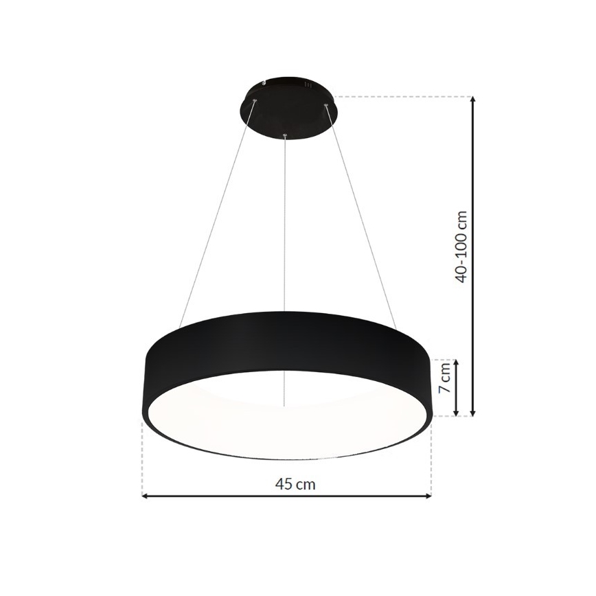 LED Lühter OHIO BLACK LED/24W/230V