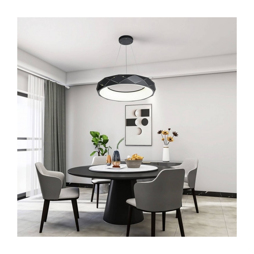 LED-lühter riputuskaabliga REUS LED/36W/230V 4000K läbimõõt 61 cm must