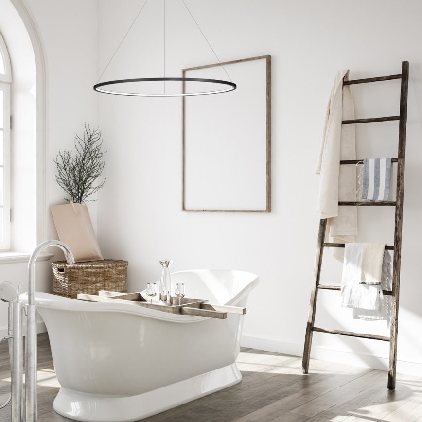 LED-lühter riputuskaabliga SATURNO, LED/57W/230V, Ø 100 cm, IP44, must