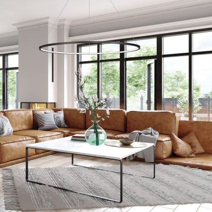 LED-lühter riputuskaabliga SATURNO, LED/57W/230V, Ø 100 cm, IP44, must