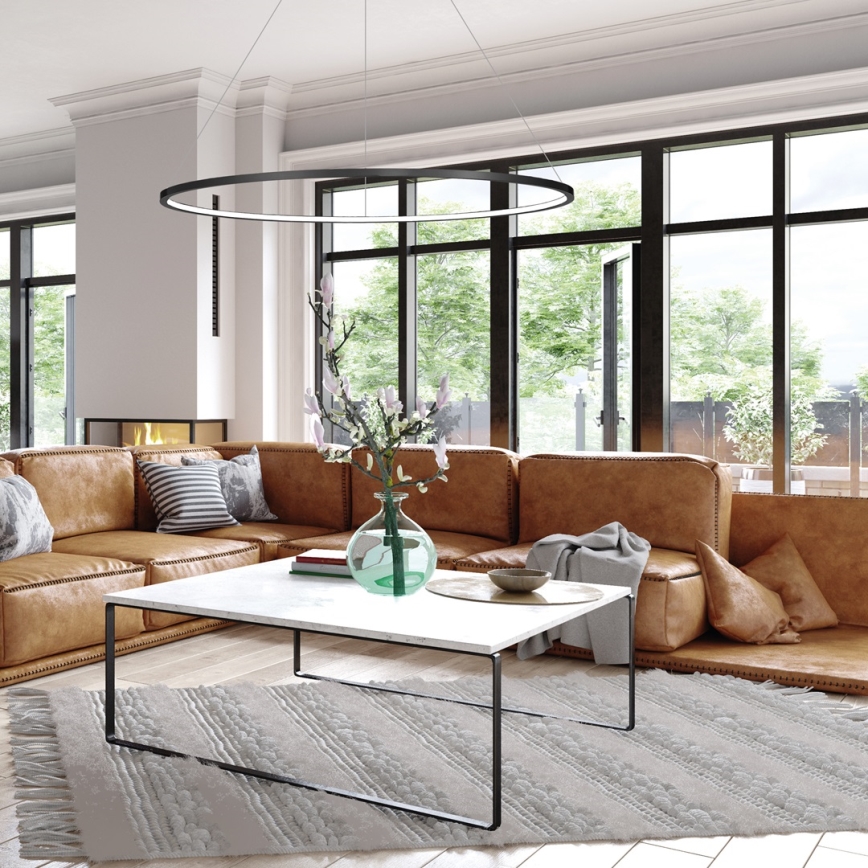 LED-lühter riputuskaabliga SATURNO, LED/57W/230V, Ø 100 cm, IP44, must