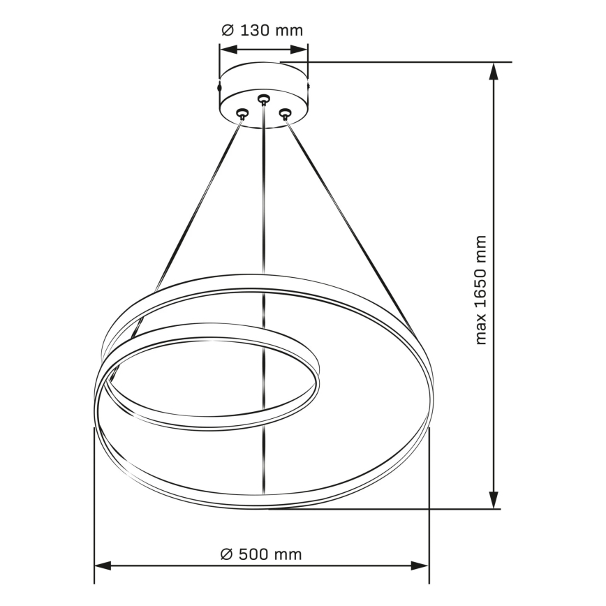 LED-lühter riputuskaabliga ZEFIRA, 40 W, 230 V, 4000 K, läbimõõt 50 cm, kuldne