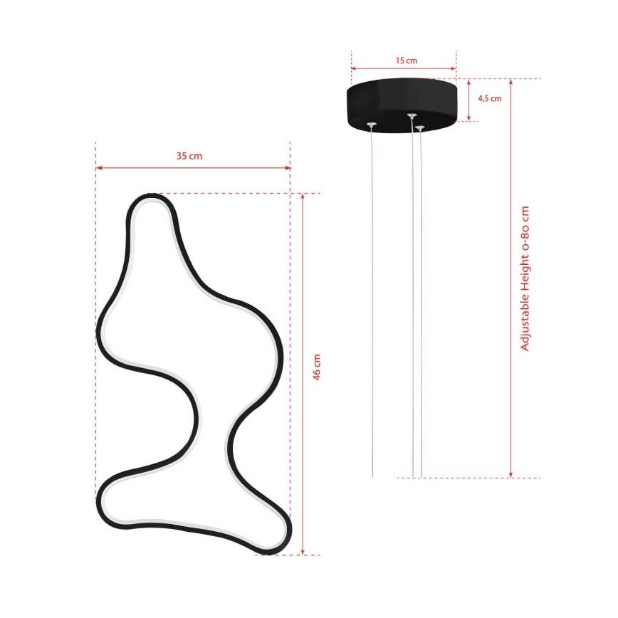 LED-lühter riputuskaablil ARTISAN LED/36W/230V 6500K must