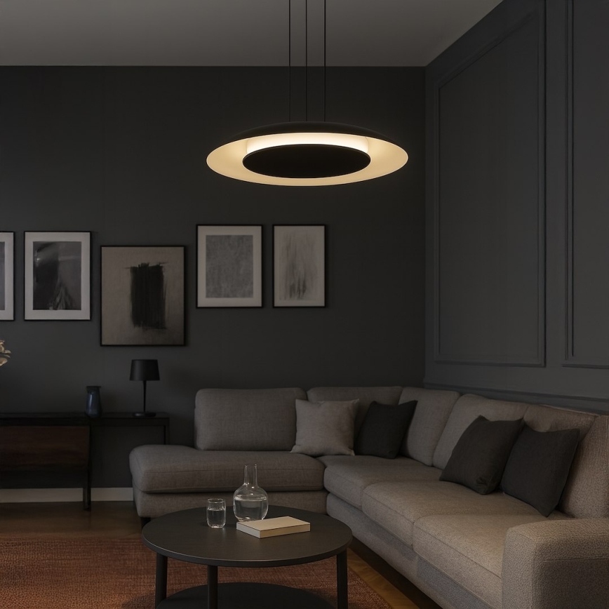 LED-lühter riputuskaablil PIATTINO LED/30W/230V 2700/3200/4000K läbimõõt 40 cm must