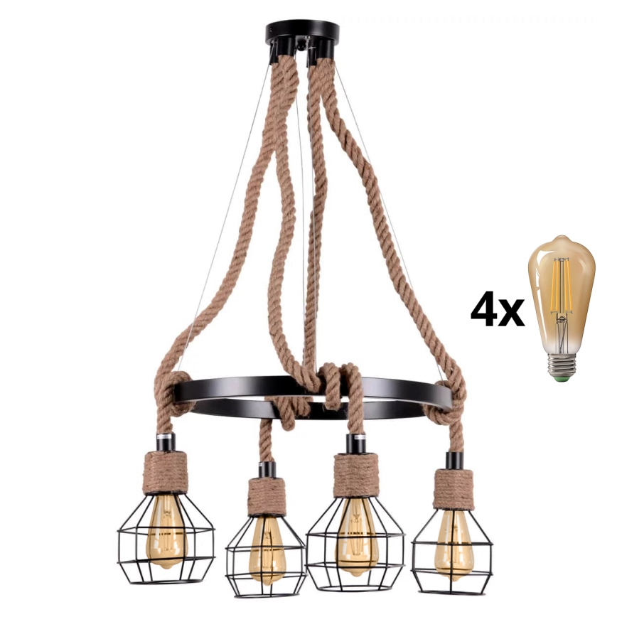 LED Lühter ROPE ALEGRA 4xE27/10W/230V