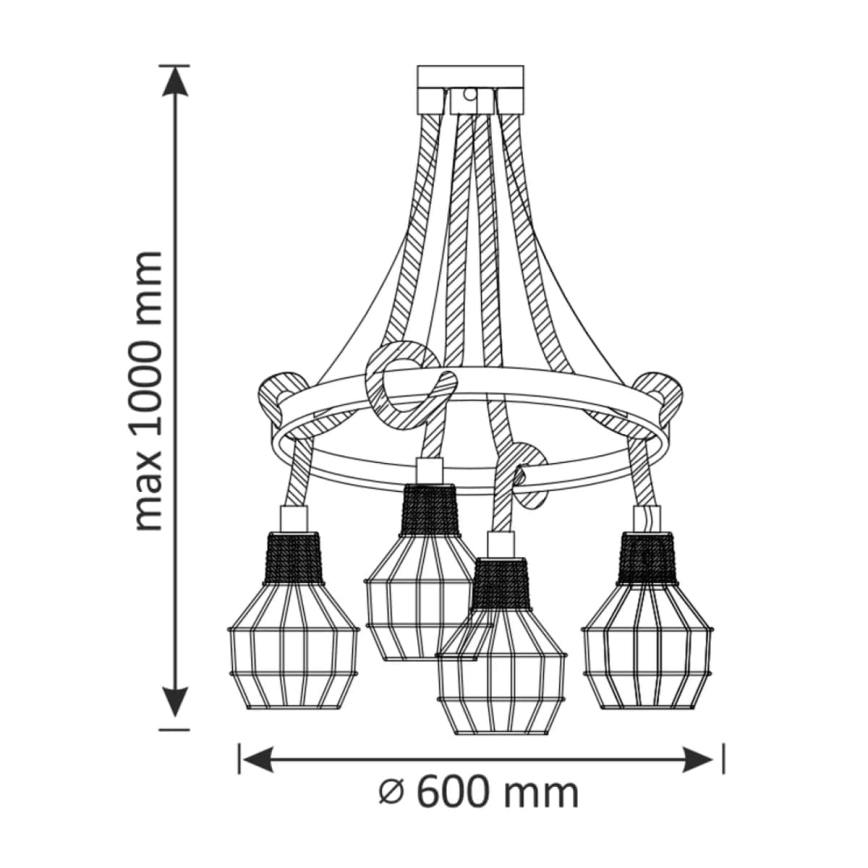 LED Lühter ROPE ALEGRA 4xE27/10W/230V
