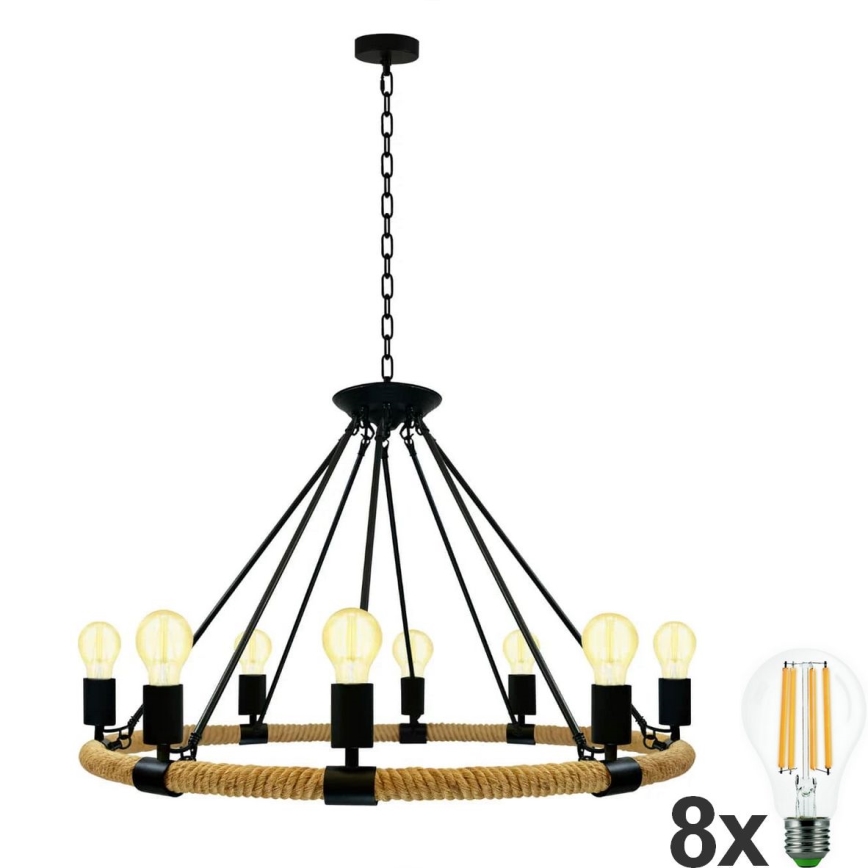 LED Lühter ROPE ARTHUR 8xE27/6W/230V
