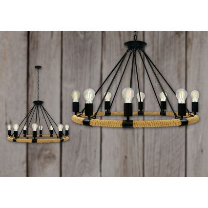 LED Lühter ROPE ARTHUR 8xE27/6W/230V