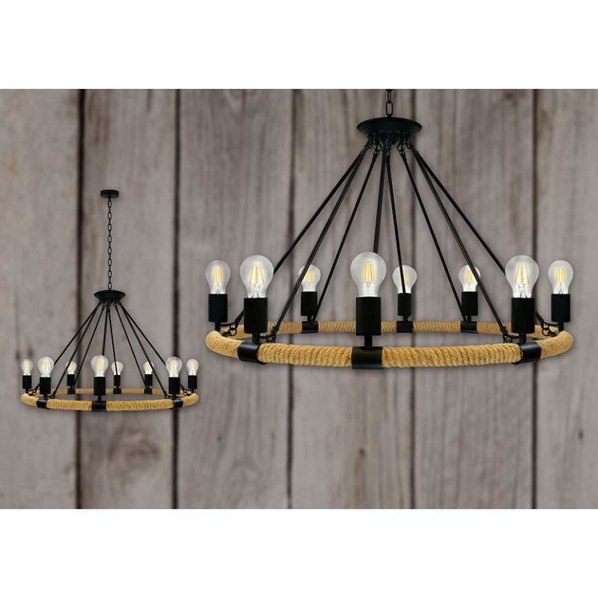 LED Lühter ROPE ARTHUR 8xE27/6W/230V