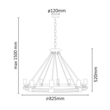 LED Lühter ROPE ARTHUR 8xE27/6W/230V