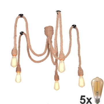 LED Lühter ROPE CASA 5xE27/10W/230V ämblik