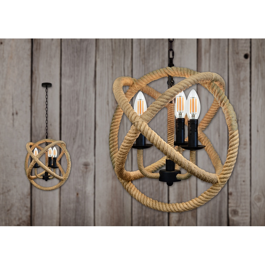 LED Lühter ROPE GLOBO 3xE14/4,3W/230V