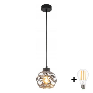 LED-lühter traadil ZULIA 1xE27/15W/230V must/suitsumust