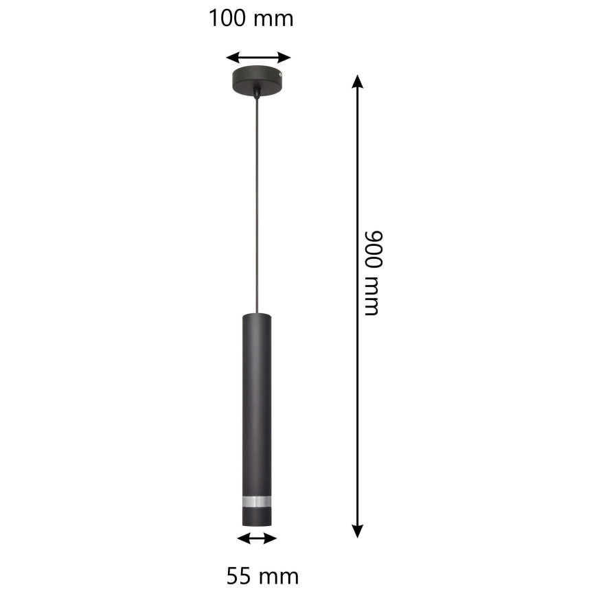 LED Lühter TUBA 1xGU10/4,8W/230V must/läikiv kroom