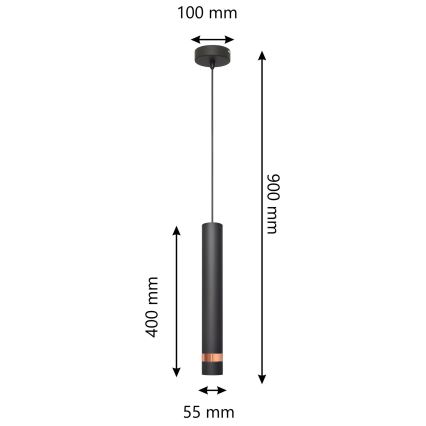 LED Lühter TUBA 1xGU10/4,8W/230V must/vask