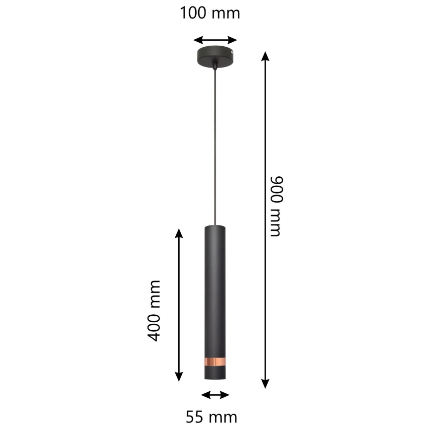 LED Lühter TUBA 1xGU10/4,8W/230V must/vask