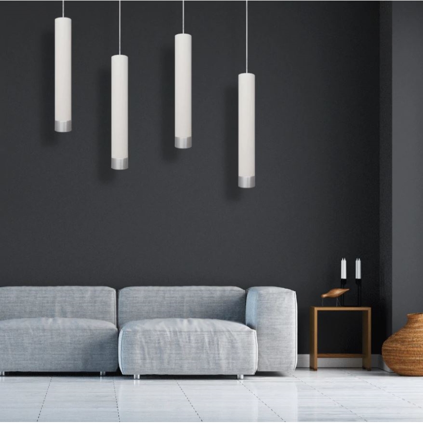 LED Lühter TUBA 1xGU10/4,8W/230V valge/läikiv kroom