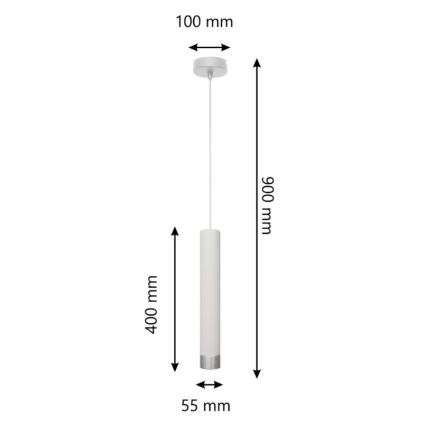 LED Lühter TUBA 1xGU10/4,8W/230V valge/läikiv kroom
