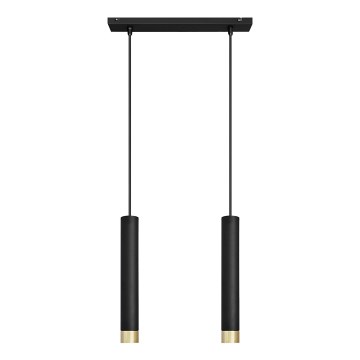 LED Lühter TUBA 2xGU10/4,8W/230V must/kuldne