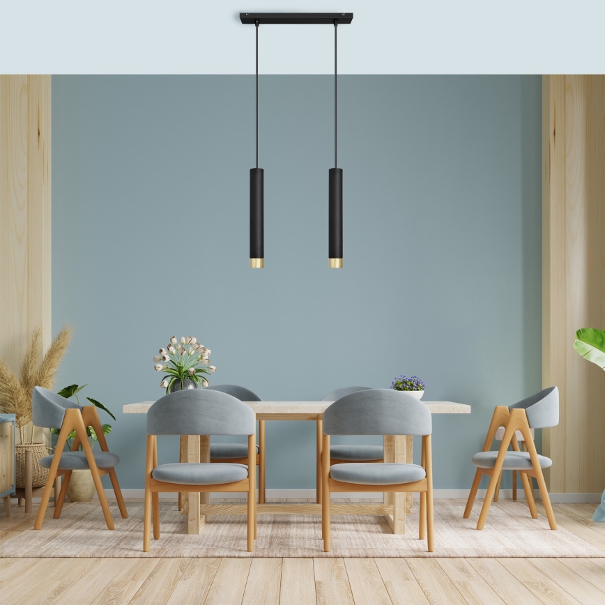 LED Lühter TUBA 2xGU10/4,8W/230V must/kuldne
