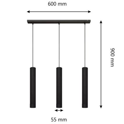LED Lühter TUBA 3xGU10/4,8W/230V must