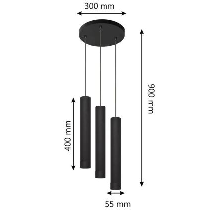 LED Lühter TUBA 3xGU10/4,8W/230V must