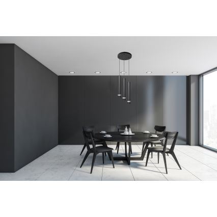LED Lühter TUBA 3xGU10/4,8W/230V must/läikiv kroom