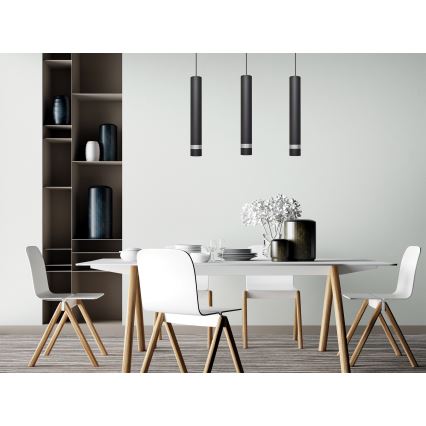 LED Lühter TUBA 3xGU10/4,8W/230V must/läikiv kroom