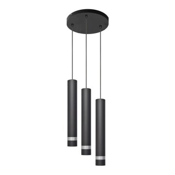 LED Lühter TUBA 3xGU10/4,8W/230V must/läikiv kroom