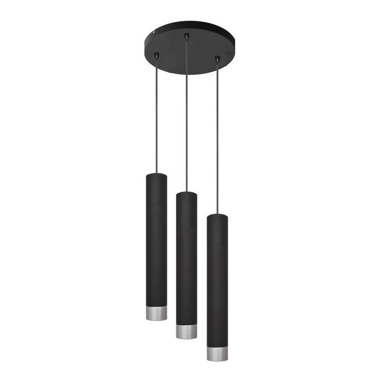 LED Lühter TUBA 3xGU10/4,8W/230V must/läikiv kroom