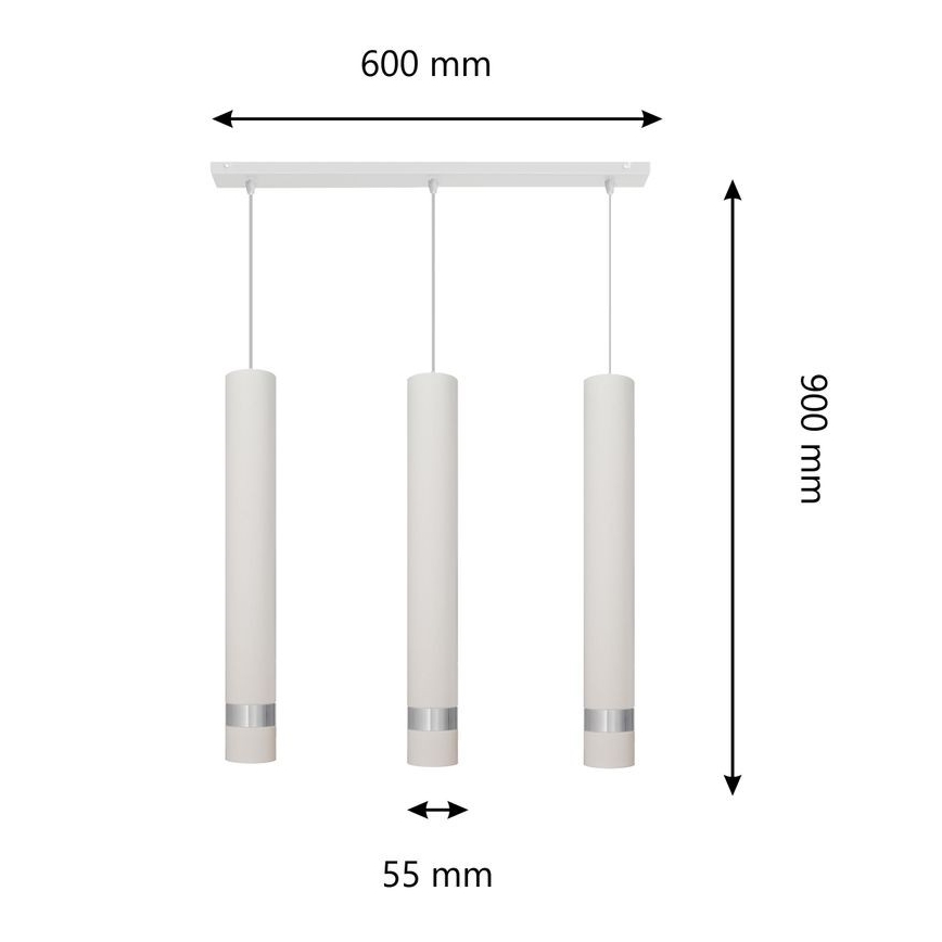 LED Lühter TUBA 3xGU10/4,8W/230V valge/läikiv kroom