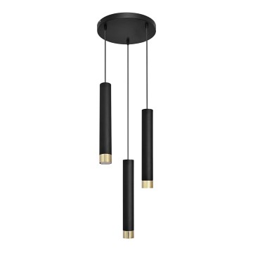 LED Lühter TUBA 3xGU10/6,5W/230V must/kuldne