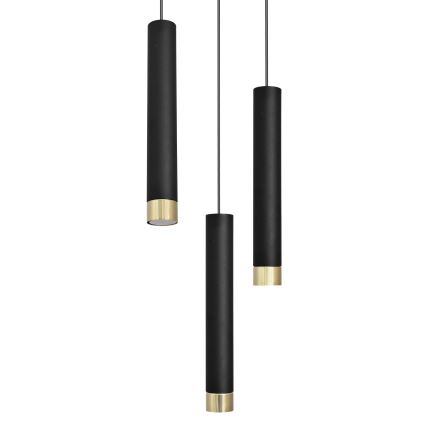 LED Lühter TUBA 3xGU10/6,5W/230V must/kuldne