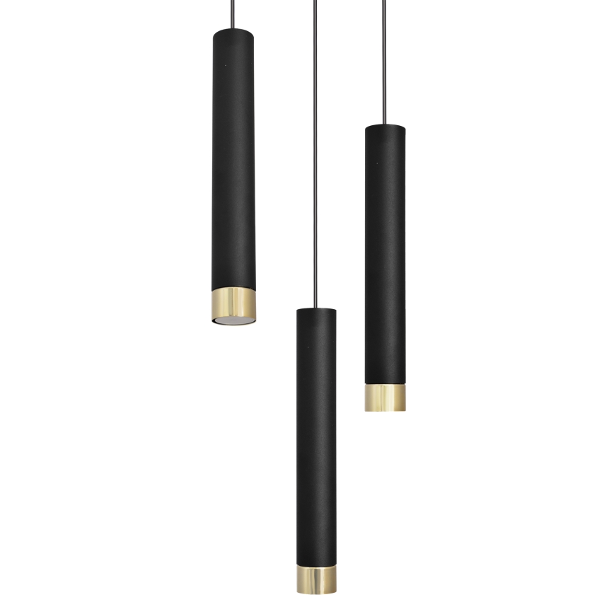 LED Lühter TUBA 3xGU10/6,5W/230V must/kuldne