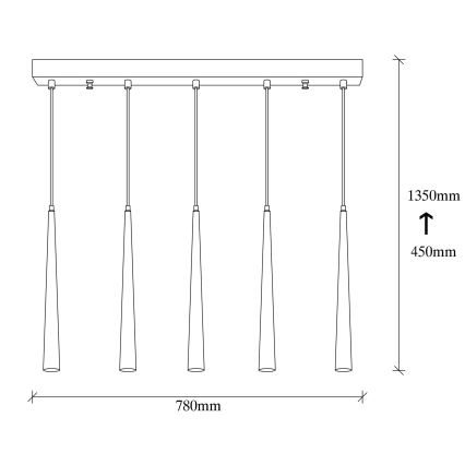 LED Lühter UGUR 5xLED/3W/230V