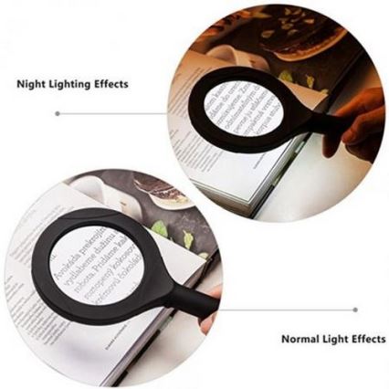 LED Luup 5×ZOOM taustvalgustusega LED/3W/2xAA IP44