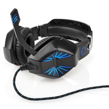 LED Mänguri kõrvaklapid mikrofoniga, must/sinine