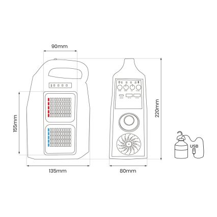 LED Multifunktsionaalne päikesepaneeliga lamp kõlariga ja akupangaga LED/5W/7200mAh IP65