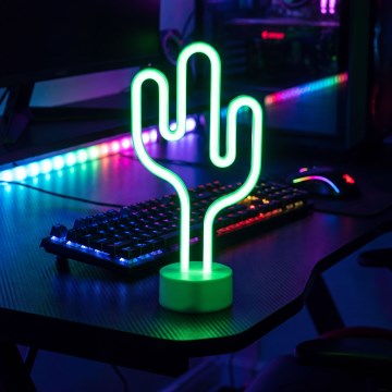 LED-neon lauakaunistus LED/2W/3xAA USB kaktus