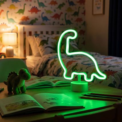 LED-neoon lauakaunistus LED/2W/3xAA USB dinosaurus