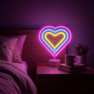 LED-neoon lauakaunistus LED/2W/3xAA USB süda